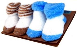 Newborn Socks Blue & Brown   2 Pairs (Faded Glory): Infant And Toddler Socks: Clothing
