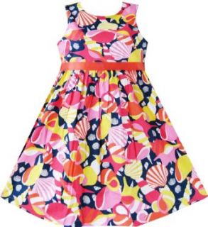 Girls Dress Colorful Shell Cute Print School Sundress Size 2 10: Infant And Toddler Dresses: Clothing