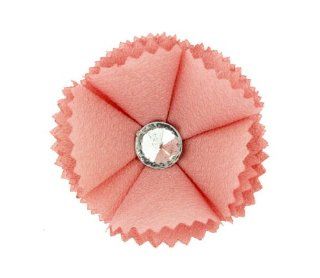 2 1/4" Scalloped Edge Folded Flower with Gem in Pink   1 Piece