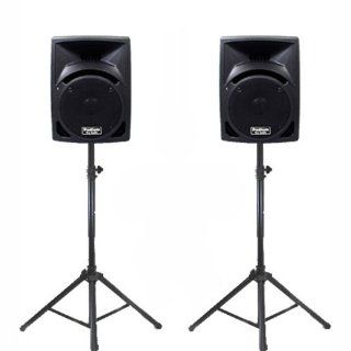 Podium Pro Studio ABS 8" Speakers 2 Way Pro Audio Monitor Pair and Stands DJ Set for PA Home or Karaoke PP810SET1: Musical Instruments