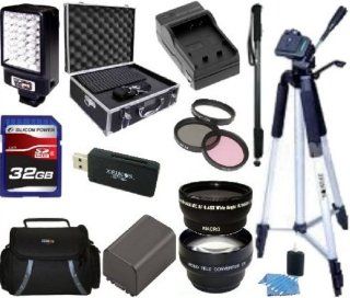 Advanced Accessory Kit For Sony HDR PJ710V HDR PJ760V HDR PJ790V HDR CX760V Handycam Camcorder   Includes 3PC Filter Kit + Wide Angle Lens + Telephoto + 32GB SD Memory Card + Replacement NP FV100 Battery + Battery Charger + LED Video Light + Deluxe Case + 