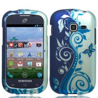 Blue Silver Vine Hard Cover Case for Samsung Galaxy Centura SCH S738C Straight Talk RS 49: Cell Phones & Accessories