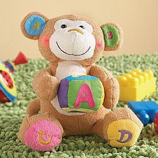 Adorably Cute Light Up Cheeks Animated ABC Alphabet Singing Monkey Plush : Plush Animal Toys : Baby