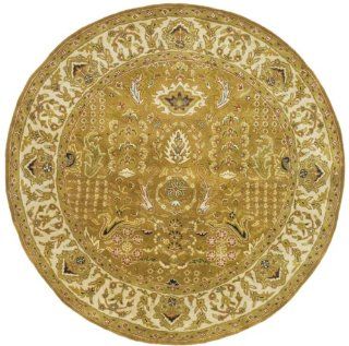 Safavieh Classics Collection CL764A Handmade Gold and Ivory Wool Round Area Rug, 6 Feet  