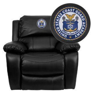 Flash Furniture United States Coast Guard Academy Embroidered Black Leather Rocker Recliner   Red Recliner