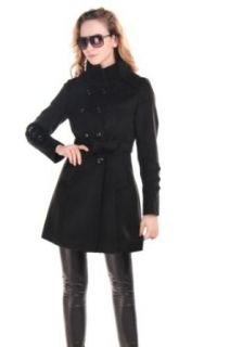 Ly Women's Wool Jacket Belted Double Breasted Trenchcoats