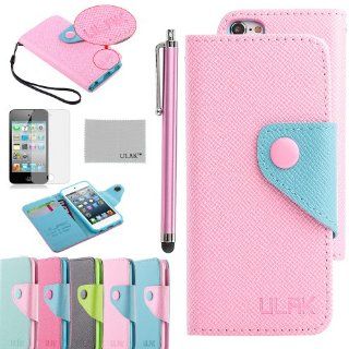 Pandamimi ULAK Pink PU Leather Card Holder Wristlet Wallet Type Case Cover For Apple iPod Touch 5th Generation with Stylus and Screen Protector: Cell Phones & Accessories