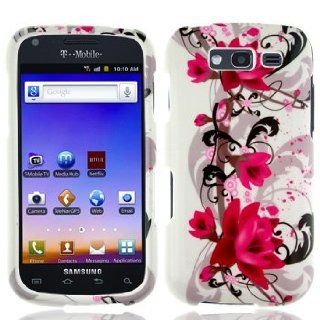Samsung Galaxy Blaze 4G 4 G T769 T 769 White with Red Floral Flowers Black Vines Design Snap On Hard Protective Cover Case Cell Phone: Cell Phones & Accessories