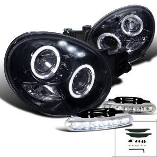 Piano Black Subaru Impreza Wrx Projector Halo Headlights+LED Strip Fog Automotive