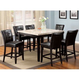 Marion Espresso Finish 5 Piece Marble Top Counter Height Dining Table Set Home & Kitchen