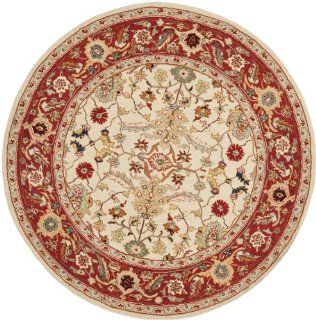 Safavieh Chelsea Collection HK751C 5R Hand Hooked Ivory and Red Wool Round Area Rug, 5 Feet 6 Inch   Tabriz Rug