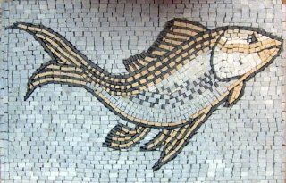 12x16" Fish Marble Mosaic Art Tile Bath Or Pool Etc : Decorative Tiles : Everything Else