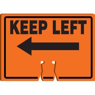 Accuform Signs FBC776 Plastic Traffic Cone Top Warning Sign, Legend "KEEP LEFT" with Arrow Graphic, 10" Width x 14" Length x 0.060" Thickness, Black on Orange: Industrial & Scientific