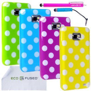 Samsung Galaxy S2 Case Bundle including 4 Polka Covers for Samsung Galaxy S2 GT I9100 (International Version) and AT&T SGH I777 / 2 Stylus Pens / 2 Screen Protectors / 1 ECO FUSED Microfiber Cleaning Cloth (Green, Blue, Purple, Yellow): Cell Phones &am