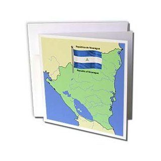 gc_50279_2 777images Flags and Maps   North America   Flag and Map of Nicaragua with the Republic of Nicaragua printed in both English and Spanish.   Greeting Cards 12 Greeting Cards with envelopes : Blank Greeting Cards : Office Products