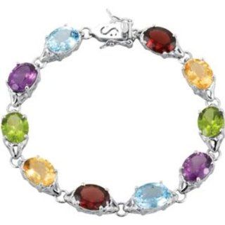 Multi Gemstone Bracelet in Sterling Silver: Jewelry