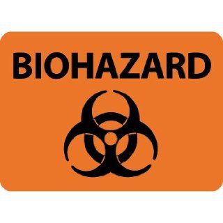 NMC M758RB Biohazard Sign, Legend "BIOHAZARD" with Graphic, 14" Length x 10" Height, Rigid Polystyrene Plastic, Black on Orange Industrial Warning Signs