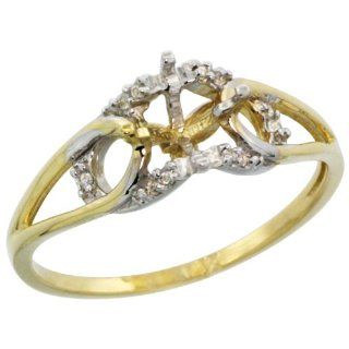 14k Gold Semi Mount (for 4.5x4.5mm Square Diamond) Engagement Ring w/ 0.05 Carat Brilliant Cut ( H I Color; SI1 Clarity ) Diamonds, 1/4 in. (6.5mm) wide: Jewelry