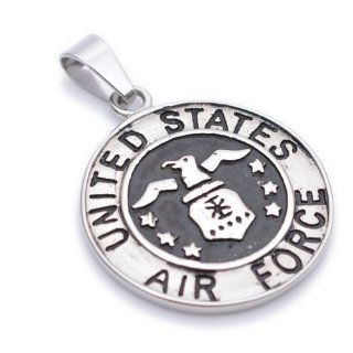 K Mega Jewelry Stainless Steel Silver Colour Air Force Mens Pendant Necklace P781 Jewelry