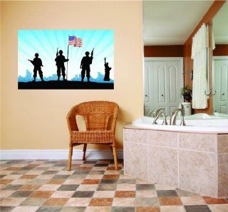 Lady Liberty Army War Soldiers United States Flag Picture Art Mural Vinyl Wall   Best Selling Cling Transfer Decal Peel & Stick Sticker Graphic Design Color 761 Size : 20 Inches X 30 Inches   22 Colors Available   Wall Decor Stickers