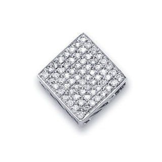 14k White Gold Square Pave Diamond Slide Pendant 1/2 ct (G H Color, I1 Clarity): Jewelry