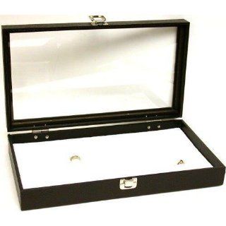 72 Slot White Ring Foam Jewelry Display Glass Top Tray   White Slot Jewelry Case