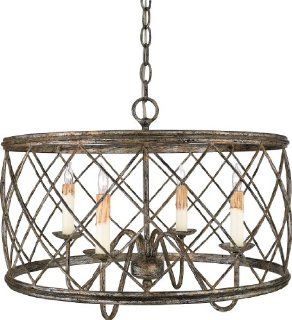 Quoizel RDY2821CS Dury 4 Light 14 1/2 Inch Height Chain Hung Pendant, Century Silver Leaf   Ceiling Pendant Fixtures  