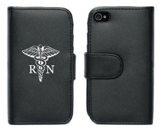 Black Apple iPhone 5 5S 5LP771 Leather Wallet Case Cover Medical Symbol RN Registered Nurse: Cell Phones & Accessories