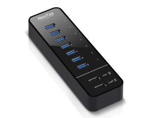 HooToo HT UH010 7 Port USB 3.0 HUB with 2 Smart Charging Ports for iPad/iPhone/SAMSUNG/HTC Smartphone/Tablet (12V/5A Power Adapter(8ft), 3.3ft USB 3.0 Cable, Latest VIA VL812 B2 Chipset and 9081 Firmware Updated): Computers & Accessories