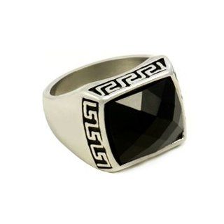Queen Jewelers Super Savings Men's Stainless Steel Heavy Silver and Black CZ Crystal Ring Sizes 9 to 12 "17mm Front": Celtic Ring Men S: Jewelry