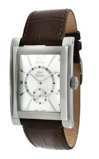 gino franco Men's 902BR Stainless Steel Case and Genuine Leather Strap Watch Watches
