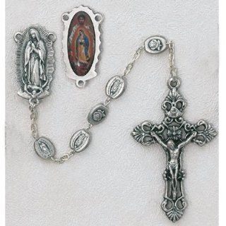OVAL SILVER OX BEADS METAL OUR LADY OF GUADALUPE ROSARY, St. Mary, Patron Saint of (patronage) Patronage: Americas, Central America, Mexico, Tennessee, New Mexico, New World, Puerto Vallarta, Mexico, California, Spain: Everything Else