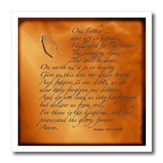 3dRose ht_32545_3 The Lords Prayer Matthew 6 9 13 Prayer Hands and Verse Embossed Iron on Heat Transfer for White Material, 10 by 10 Inch