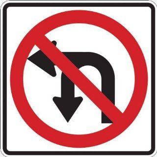 R3 18, 24"x24"x.080 5052 HIP, No U Turn or Left Turn (Symbol) Fed Spec Industrial Warning Signs