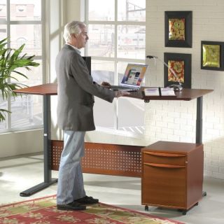 Jesper Sit and Stand Height Adjustable Desk   Cherry   Office