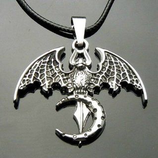 SALE OUT! Limited STOCK!! 2014 model TF783  Bat On the Moon Silvertone Alloy Pendant String Necklace: Health & Personal Care