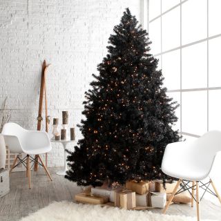 Classic Black Full Pre lit Christmas Tree   7.5 ft.   Clear   Christmas Trees