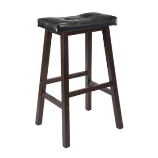 Winsome 29 in. Cushion Saddle Seat Bar Stool with Black Faux Leather   Bar Stools