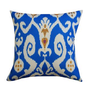 Divine Designs All Over Ikat Outdoor Pillow   20L x 20W in.   Blue   Outdoor Pillows