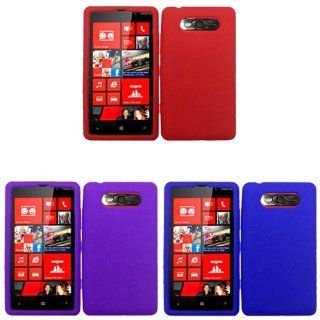 iFase Brand Nokia Lumia 820 Combo Solid Blue Silicon Skin Case Faceplate Cover + Solid Red Silicon Skin Case Faceplate Cover + Solid Purple Silicon Skin Case Faceplate Cover for Nokia Lumia 820: Cell Phones & Accessories