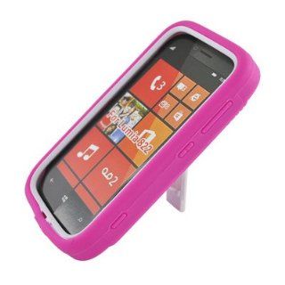 For Nokia Lumia 822 Atlas Hybrid Hard Rubber Case White Pink With Stand: Everything Else
