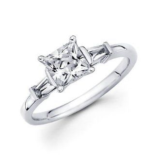 14k White Gold 3 Three Diamond Semi Mount Ring 1/4 ct (G H, I1)   1.0 Ct Center Stone Not Included Jewelry