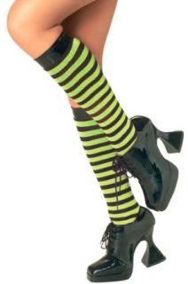 Knee High Striped Halloween Witch Stockings   Green/Black: Knee Highs Hosiery: Clothing