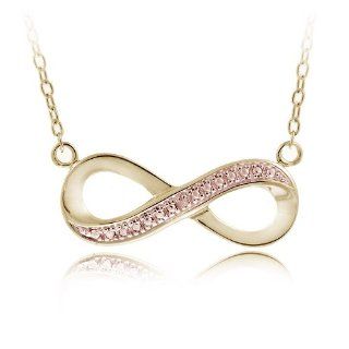 Gold Tone over Sterling Silver Champagne Diamond Accent Two Tone Infinity Necklace: Jewelry