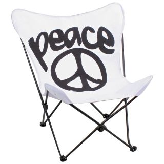 Kids Butterfly Chair with Peace Sign   Black and White   Specialty Chairs