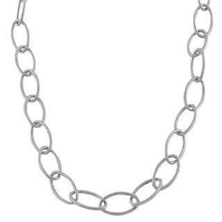 14 Karat White Gold Oval Link Chain Necklace (8.8 mm thick, 17 inch): Jewelry