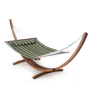 Island Bay 13 ft. Seagrass Quilted Hammock with Wood Arc Stand   Hammocks