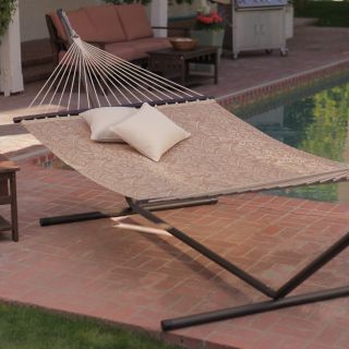 Island Bay 13 ft. Quick Dry Poolside Taupe Palm Hammock with Steel Stand   Hammocks