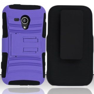Black Purple Hard Soft Gel Dual Layer Holster Cover Case for Samsung Galaxy Rush SPH M830: Cell Phones & Accessories