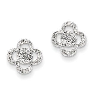 Gold and Watches 14K White Gold & Diamond Flower Post Earrings: Jewelry